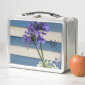 Blume der weißen und mauvischen Allium-Streifen Metall Brotdose (Beispiel)