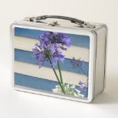 Blume der weißen und mauvischen Allium-Streifen Metall Brotdose (Vorderseite)