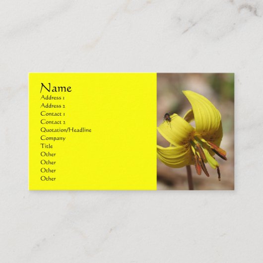 Blume der Wilden Forellen Lilie Business Card Visitenkarte (Vorderseite)