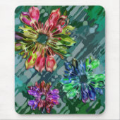 Blume des abstrakten Fraktals 2D | Blau-grüner Spr Mousepad (Vorne)