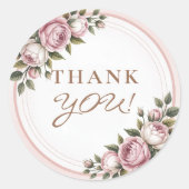 Blume des Aquarellgartens Vielen Dank Runder Aufkleber (Vorderseite)