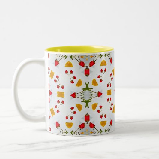 Blume des Atomkerns Vintag Zweifarbige Tasse (Links)