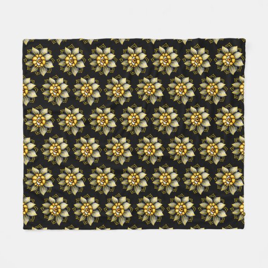Blume des Auges in Schwarz und Gelb - Fun Hallowee Fleecedecke (Vorderseite (Horizontal))