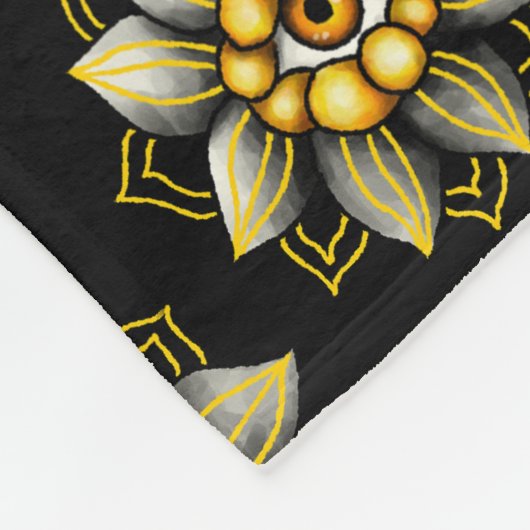 Blume des Auges in Schwarz und Gelb - Fun Hallowee Fleecedecke (Ecke)