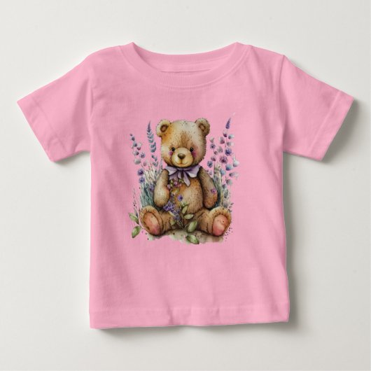 Blume des Brawn Teddy Bear Lavender Baby T-shirt (Vorderseite)