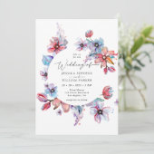Blume des farbenfrohen Wasserfarbkreises Hochzeit Einladung (Stehend Vorderseite)