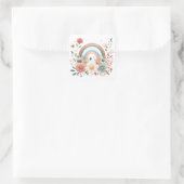 Blume des Federbogens Quadratischer Aufkleber (Tasche)