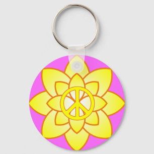 Blume des Friedenssymbols - Gelb Schlüsselanhänger