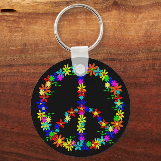 Blume des Friedenssymbols Power Schlüsselanhänger (Vorderseite)