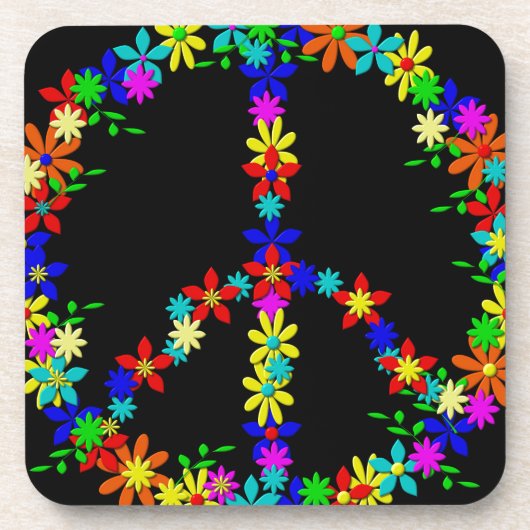 Blume des Friedenssymbols Power Untersetzer (Vorderseite)