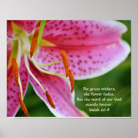 Blume des Glaubens Isaiah 40:8 Art Poster (Vorne)