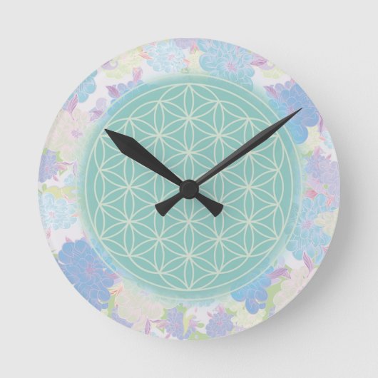 Blume des grünen Lebens, Runde Wanduhr (Vorderseite)