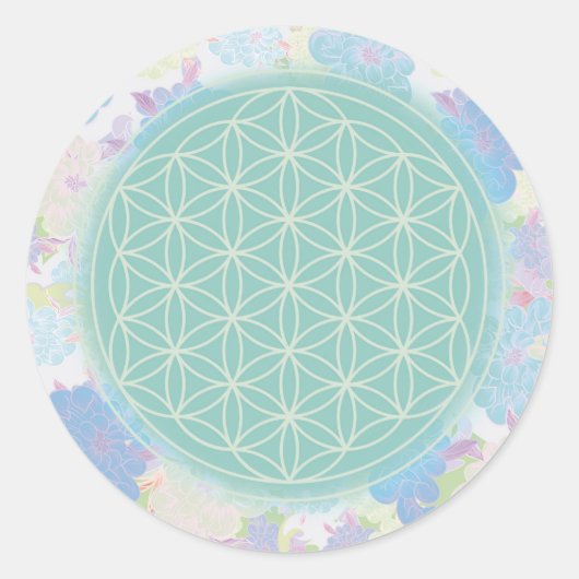Blume des grünen Lebens, Runder Aufkleber (Vorderseite)