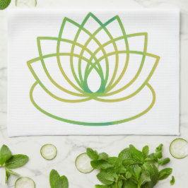 Blume des grünen und gelben Lotus Geschirrtuch