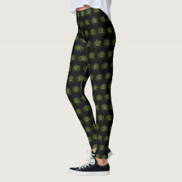 Blume des grünen und gelben Lotus Leggings