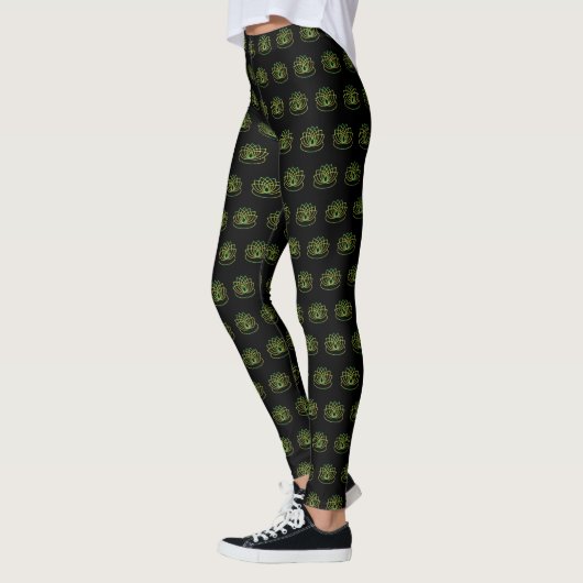 Blume des grünen und gelben Lotus Leggings (Links)