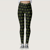 Blume des grünen und gelben Lotus Leggings (Vorderseite)