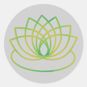 Blume des grünen und gelben Lotus Runder Aufkleber