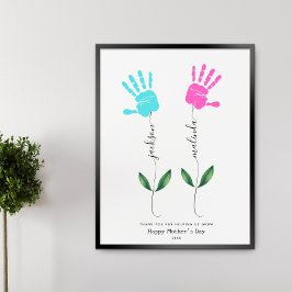 Blume des Handdrucks für personalisierte Mütter Poster