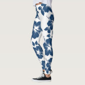 Blume des Hawaiianischen Blauen Hibiskus Leggings (Links)