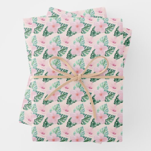 Blume des hawaiianischen Hibiskus in Rosa Geschenkpapier Set (Beispiel)