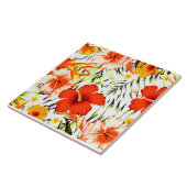 Blume des hawaiianischen tropischen Hibiskus Fliese (Seite)