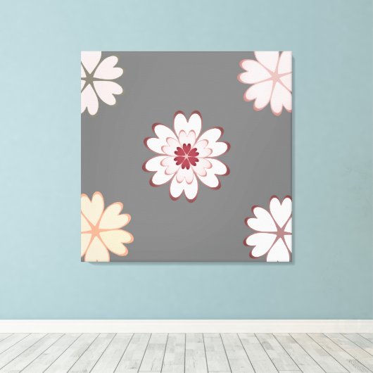Blume des Herzens auf Grau Leinwanddruck (Insitu (Holzboden))