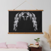 Blume des Herzens in Schwarz-Weiß Abstrakt Wandteppich Mit Holzrahmen (Schlafzimmer)