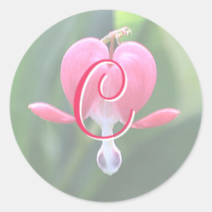 Blume des Herzens Monogramm C-Aufkleber Runder Aufkleber