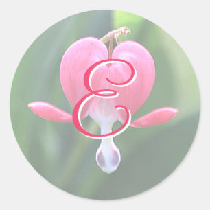 Blume des Herzens Monogramm E-Aufkleber Runder Aufkleber