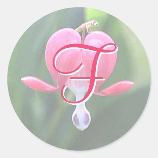 Blume des Herzens Monogramm F Aufkleber (Vorderseite)