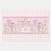 Blume des Herzens Streifen Geschenkpapier Set (Vorderseite)