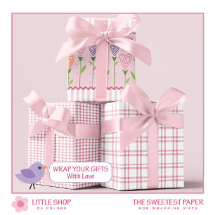 Blume des Herzens Streifen Geschenkpapier Set