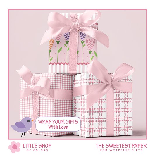 Blume des Herzens Streifen Geschenkpapier Set