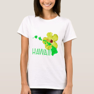 Blume des Hibiskus auf der grünen Hawaiianischen I T-Shirt