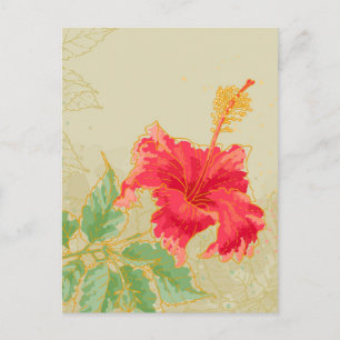 Blume des Hibiskus auf tonisiertem Hintergrund Postkarte