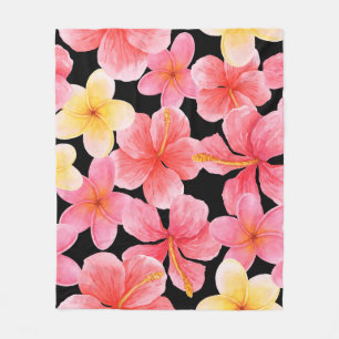 Blume des Hibiskus Plumeria Fleecedecke