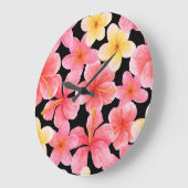 Blume des Hibiskus Plumeria Große Wanduhr (Winkel)