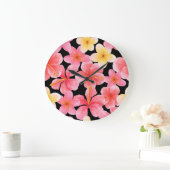 Blume des Hibiskus Plumeria Große Wanduhr (Zuhause)