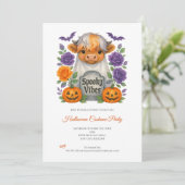 Blume des Hochlandkuhgeistes Pumpkin-Halloween-Par Einladung (Stehend Vorderseite)