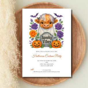 Blume des Hochlandkuhgeistes Pumpkin-Halloween-Par Einladung