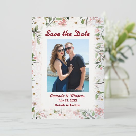 Blume des japanischen Kirschbaums Save the Date (Stehend Vorderseite)