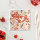 Blume des japanischen Roten Kimono Crane Muster Sa Serviette (Beispiel)