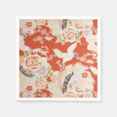 Blume des japanischen Roten Kimono Crane Muster Sa Serviette (Vorderseite)