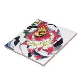 Blume des japanischen Tattoo Style Flaming Lotus Fliese (Seite)