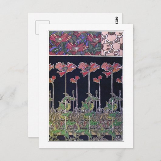 Blume des Jugendstils, Mucha Postkarte (Vorne/Hinten)