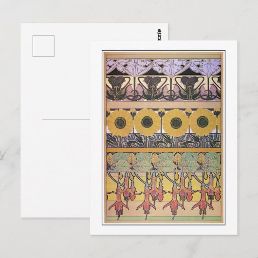 Blume des Jugendstils, Mucha Postkarte (Vorne/Hinten)