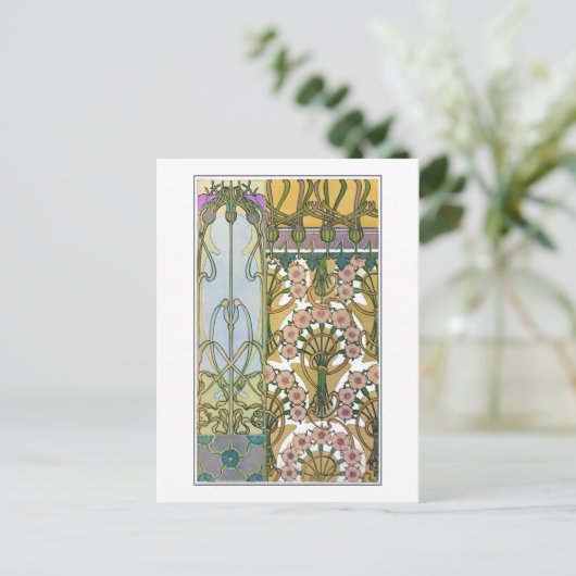 Blume des Jugendstils, Mucha Postkarte (Stehend Vorderseite)