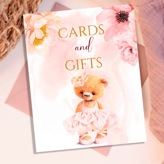 Blume des kleinen Bären Princess Pink Wasserfarbe Poster