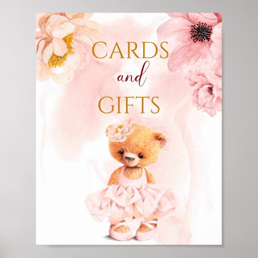 Blume des kleinen Bären Princess Pink Wasserfarbe Poster (Vorne)